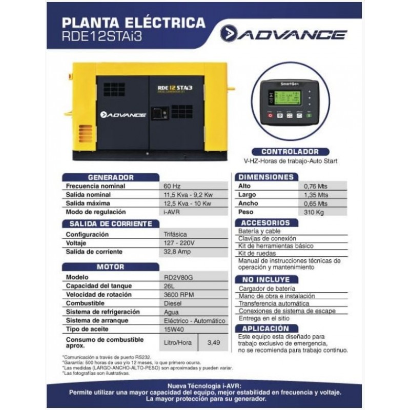 Planta ElÉctrica 125 Kw Advance Motor Diesel Trifasica Soluciones Dinamicas Integrales Sas 0364