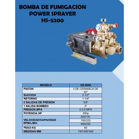 CABEZOTE BOMBA FUMIGADORA ESTACIONARIA TRABAJO PESADO