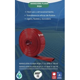 MANGUERA PLANA ROJA TRANSPORTE AGUA PRESIÓN DE 10 BAR X 100 MTS